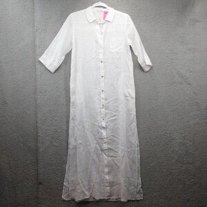 Lilly Pulitzer Natalie Maxi Linen Coverup Dress Womens XS Resort White Beach